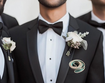 Forest Green Silk Pocket Square with Rose Gold Edge - Wedding Tuxedo Accessory