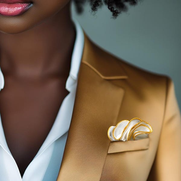 Pañuelo de boda de seda blanca hecho a mano: Pañuelo de bolsillo con borde dorado