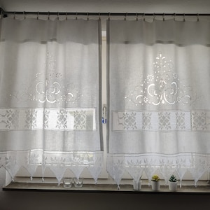 Greek Handmade Curtain with atrante and cutwork