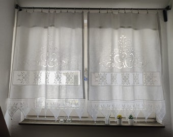 Greek Handmade Curtain with atrante and cutwork