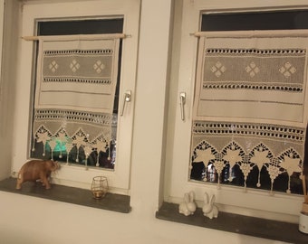 Greek Handmade Curtain - Vine leaf (Αμπελόφυλλο in greek) motif