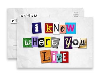 I've Moved Ransom Note "I Know Where You Live" New Address Postcards Pack of 12