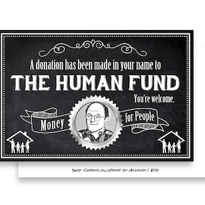 The Human Fund Parody Gift Notification Cards Pack of 5