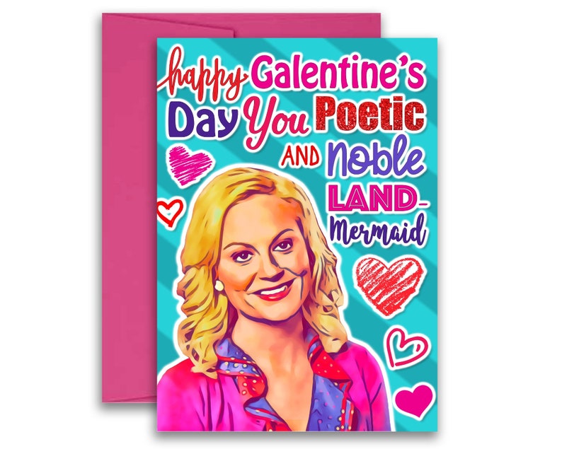 Galentines Day Leslie Knope Inspired Valentine's Day Card 5x7 inches w/Envelope image 1