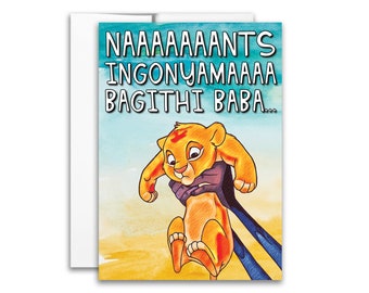 New Baby Card Lion King Inspired Funny Baby Shower Greeting Card 5x7 inches w/Envelope