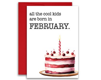 Birthday Month Cool Kids Birthday Cake Greeting Card May Birthday June Birthday July Birthday 5x7 inches w/Envelope