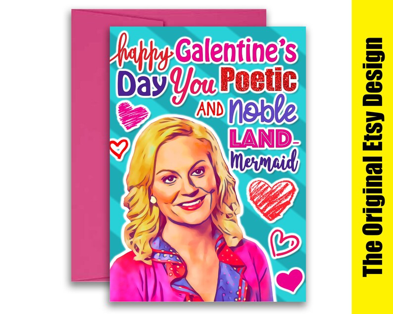 Galentines Day Leslie Knope Inspired Valentine's Day Card 5x7 inches w/Envelope image 2