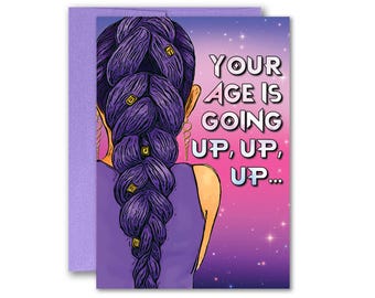 Rumi Purple Braid K-Pop Golden Birthday Greeting Card 5x7 inches w/Envelope