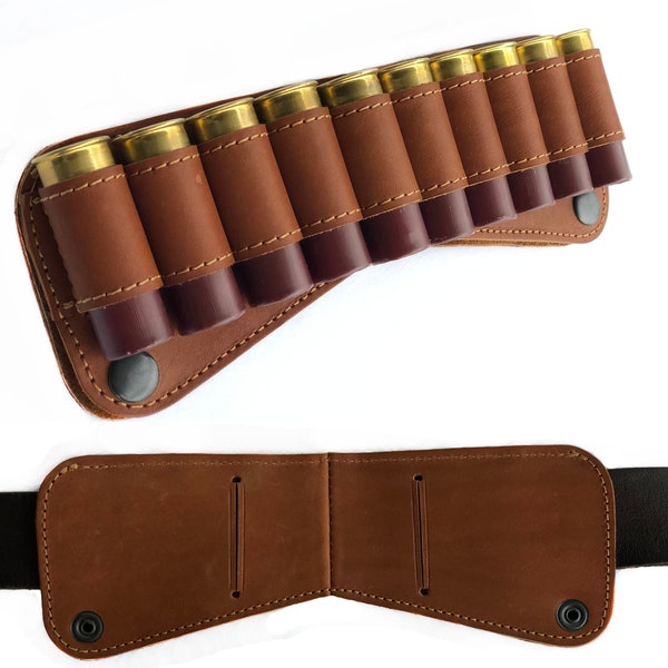 Leather Ammo Slide Pouch, Shotgun Shell Wallet, Ammunition Carrier Shell Belt Holder Ammo Case, Hunting gift ideas, Hunting gift for men