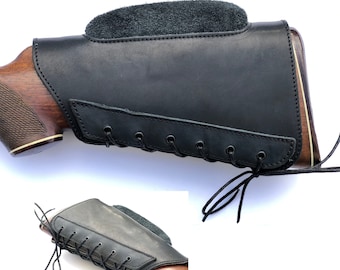 Genuine Leather buttstock cover hunters stock holder with cheek rest suede padded Hunting gift ideas Hunting long range shooting