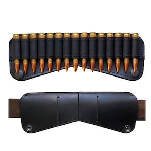 Leather Ammo Pouch, Rifle Ammo Wallet, Ammunition Carrier Cartridge Holder Case, Hunting gift ideas, Hunting gift for men