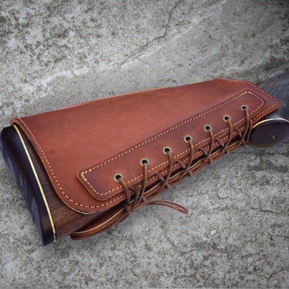 Leather buttstock cover Gunstock cover with cheek rest Right | Etsy