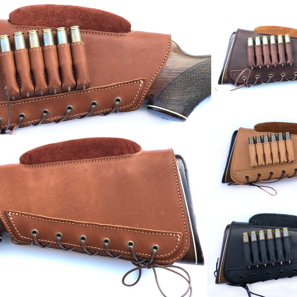 Lederhalfter-Abdeckungs-Holster Deko-Munitionshalter mit Wangenauflage Wildleder gepolstert Jagd Geschenkideen Jagd Geschenk für Männer