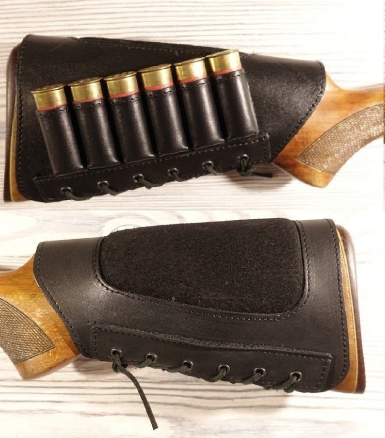 Leather Shotgun Shell Buttstock Holder Cover Cheek Rest Padded Etsy