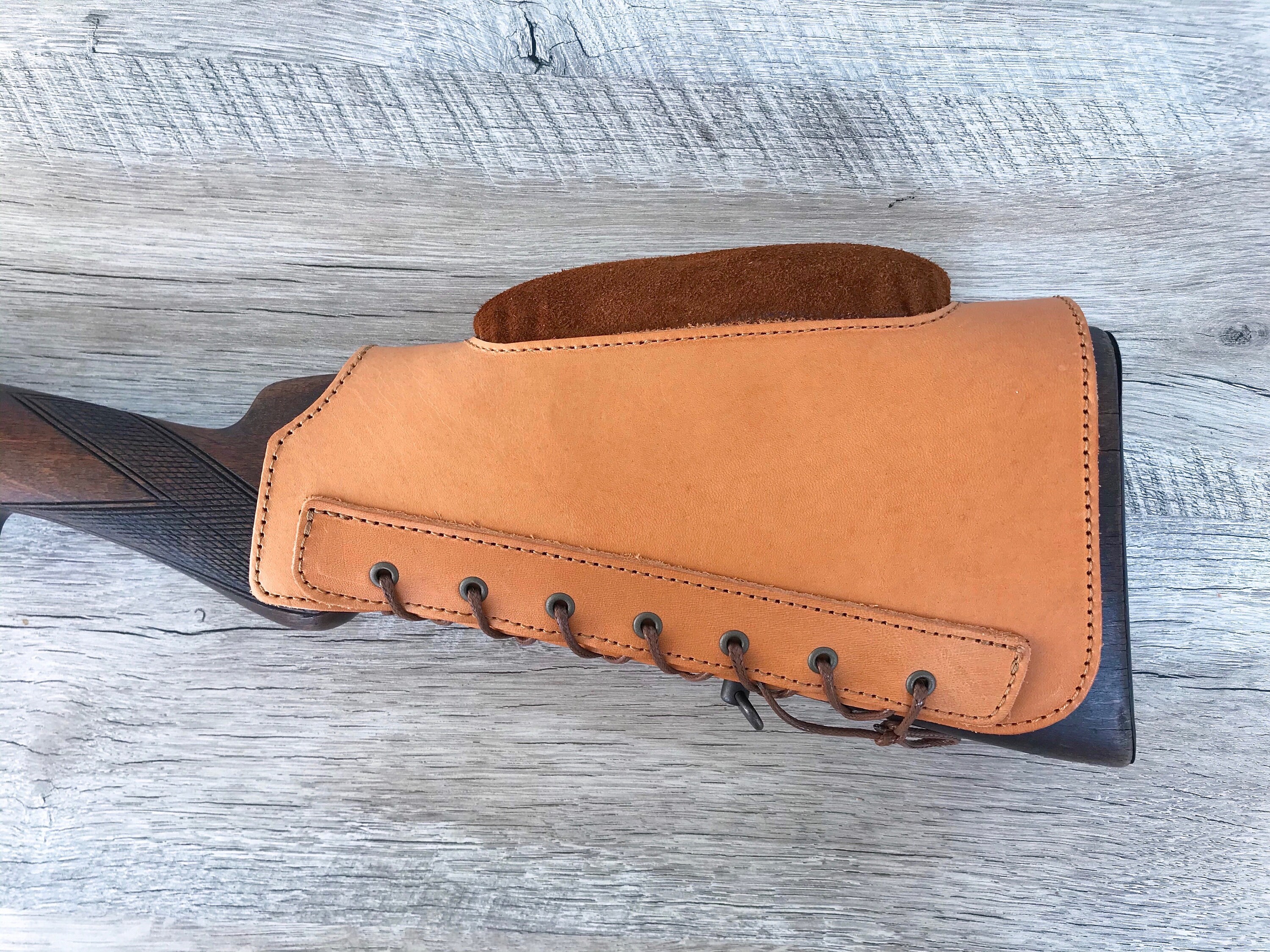 Leather rifle buttstock sleeve with cheek rest Ammo carrier Etsy