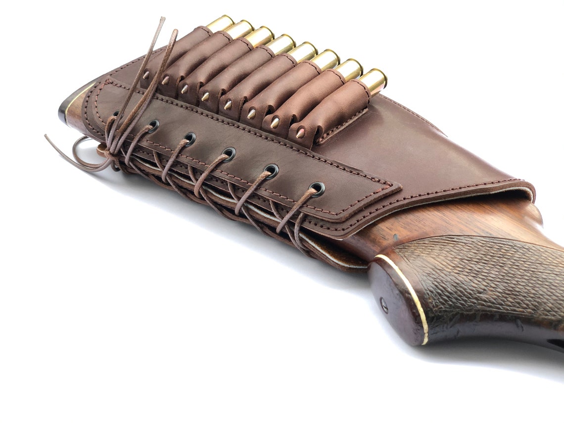 Leather Rifle Buttstock Ammo Carrier Cartridge Holder Leather Etsy
