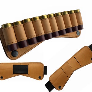Leather Ammo Slide Pouch, Shotgun Shell Wallet, Ammunition Carrier Shell Waist Belt Holder Ammo Case, Hunting gift ideas,  Gift for men