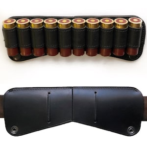 Leather Ammo Slide Pouch, Shotgun Shell Wallet, Ammunition Carrier Shell Waist Belt Holder Ammo Case, Hunting gift ideas,  Gift for men