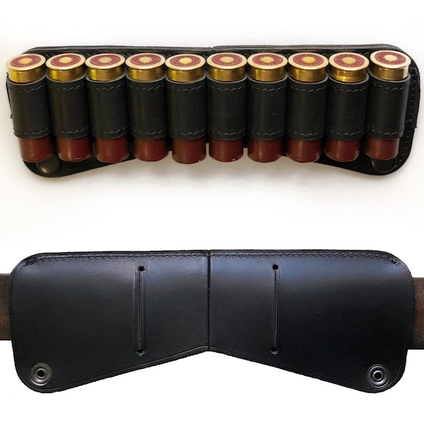 Leather Ammo Slide Pouch, Shotgun Shell Wallet, Ammunition Carrier Shell Waist Belt Holder Ammo Case, Hunting gift ideas,  Gift for men