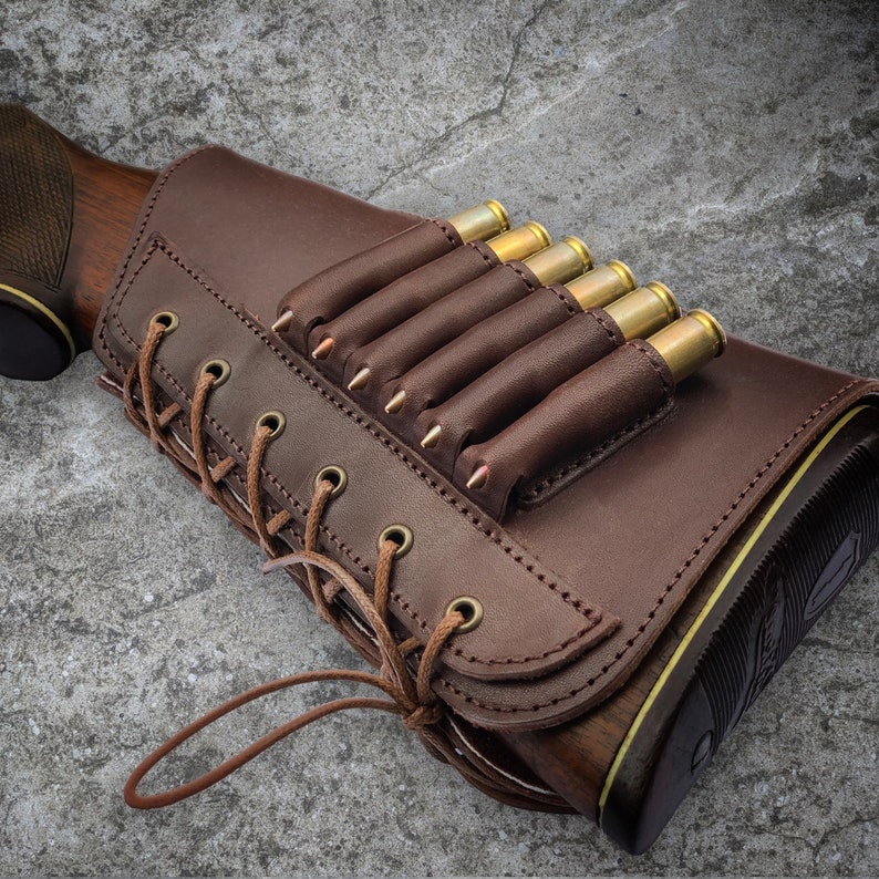Rifle buttstock Leather shell holder Buttstock ammo holder Etsy