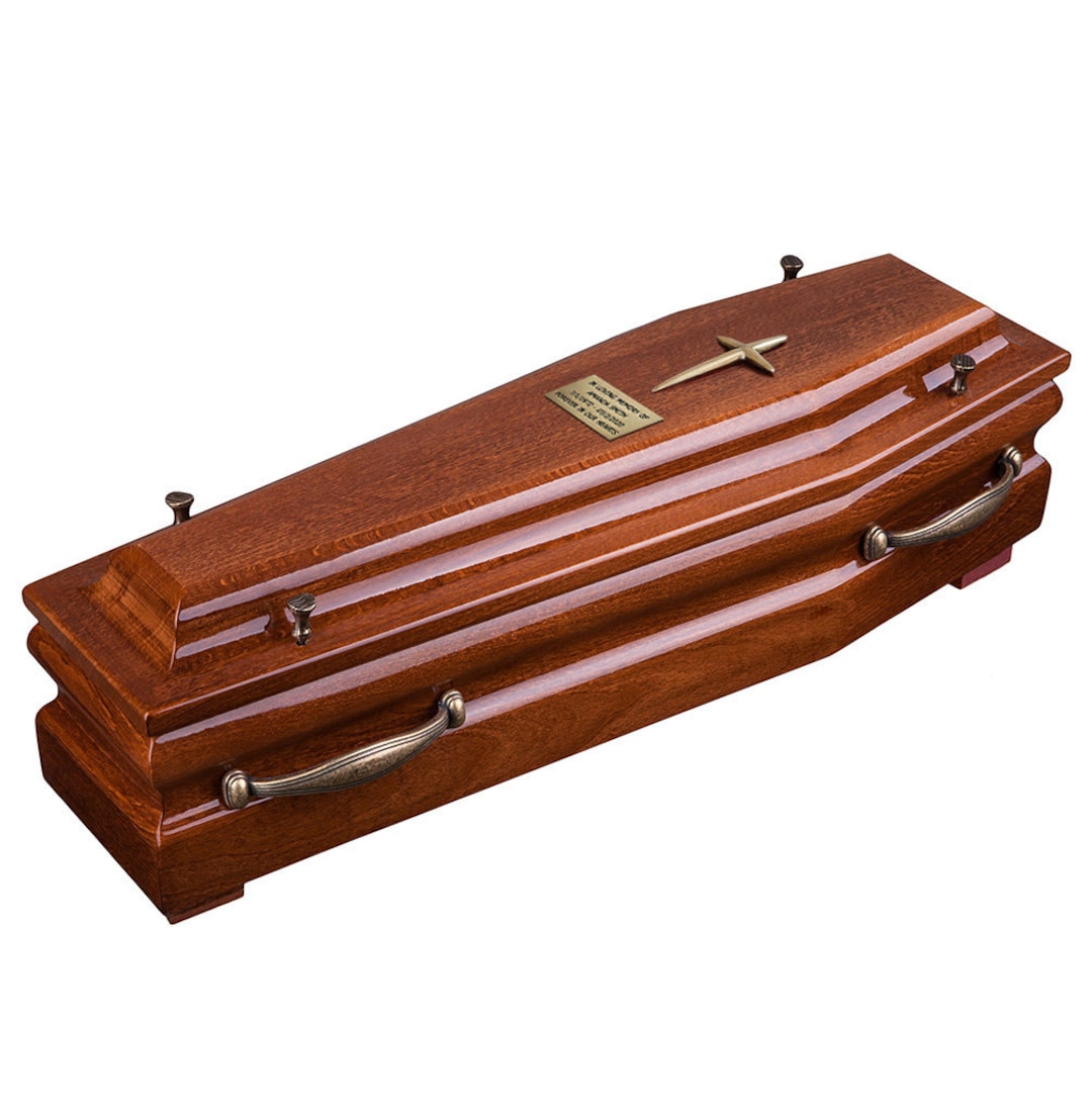 Beautiful Casket for Ashes With Gold Cross and Handles Adult Cremation