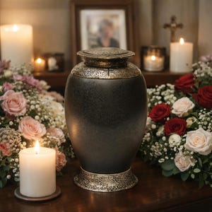 Exklusive Schöne Glasurne Schwarz Urne Für Asche Erwachsene Urne Art3 Bild 3