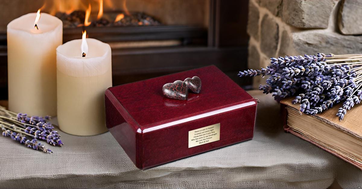 Gregspol Ltd Wooden Adult Cremation Urn With Cracked Hearts Design - Ashes Keepsake - View #2