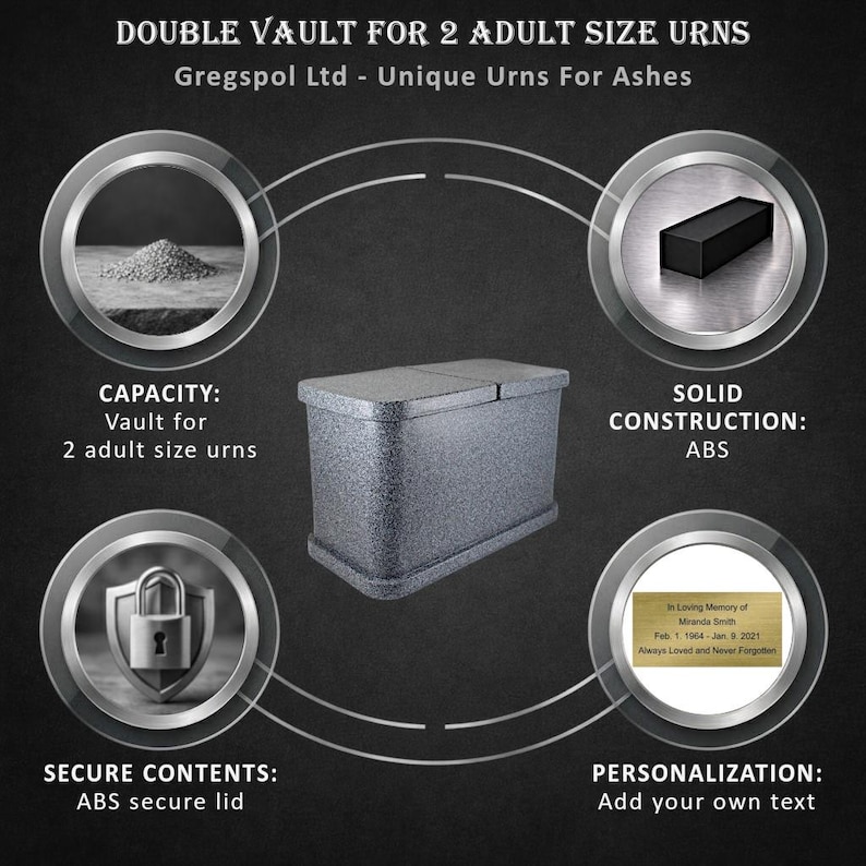 Vault Crypt Double Vaults for 2 Urns, Crypt for Two Cremation Urns, Double Capsule ...