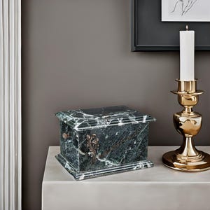 Stone casket natural black onyx with cross Cremation ashes urn for adult ashes Stone cremate urn for human ashes burial black urn for men