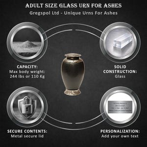 Exklusive Schöne Glasurne Schwarz Urne Für Asche Erwachsene Urne Art3 Bild 2