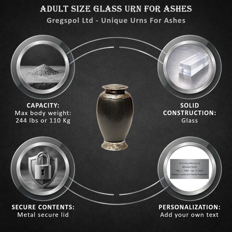 Exklusive Schöne Glasurne Schwarz Urne Für Asche Erwachsene Urne Art3 Bild 2
