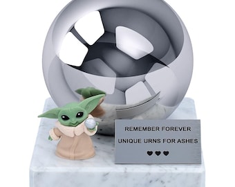 Star Wars Urne, Edelstahlkugel & Marmorsockel