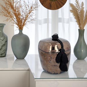 Stunning custom urn for human ashes Gold ceramic urn for ashes Unique handmade cremation urn Adult decorative urn