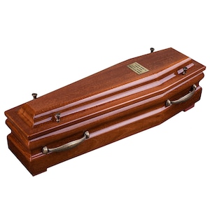 Beautiful  solid wood casket with gold cross and handles Adult Cremation Urn Infant Casket Memorials Coffin cremation urn for ashes