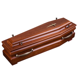 Beautiful Casket for Ashes With Gold Cross and Handles Adult Cremation ...