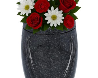 Engraved Grave Vase – Dark Grey Granite/composite Cemetery Flower Vase