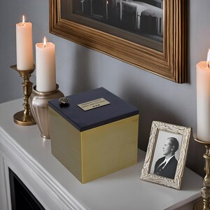 Exclusive  Gold Box For Ashes Personalized Cremation Urn Premium Ashes Box Timeless Gold Urn Modern Cremation Urn Minimalist Urn