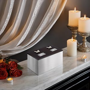 Double Silver Box - Companion Urn, Silver Urn For Two, Silver Urns for Parents or Married Couple, Exclusive Companion Urn