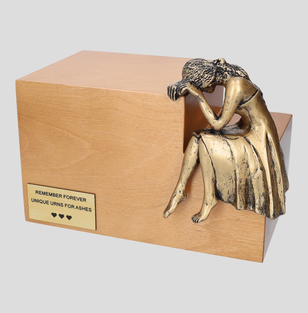 Remember.forever Urna per cremazione adulta moderna per ceneri urna funebre commemorativa unica con croce (mogano + targa commemorativa