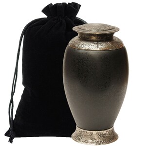 Exclusive beautiful glass cremation urn, black funeral urn for ashes, adult urn, special glass urn, elegant ashes container with a sleek design.
