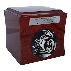 Motorcycle cremation urn motorcyclist funeral urn biker-themed urn urn for motorcycle lovers personalised motorcycle urn