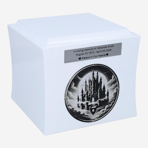 Dream Castle personalized memorial urn for ashes Theme Cremation urn Elegant and Symbolic Urn with Custom Engraving for a Meaningful Tribute