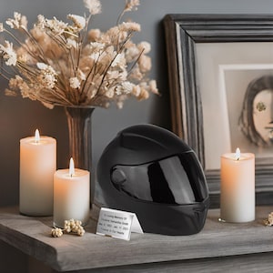 Motorcycle Helmet Adult Cremation Urn for Ashes Fitting Tribute To Any Biker Sport Theme Urn