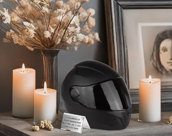 Motorcycle Helmet Adult Cremation Urn for Ashes Fitting Tribute To Any Biker Sport Theme Urn