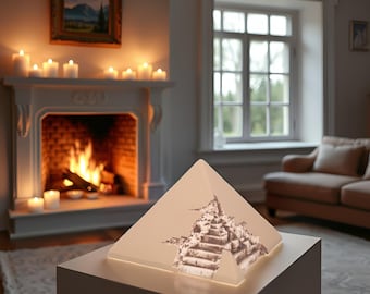 One of kind Pyramid Cremation Urn for  Ashes Unique Art Funeral Memorial Urn  human Urn , Pet Urn