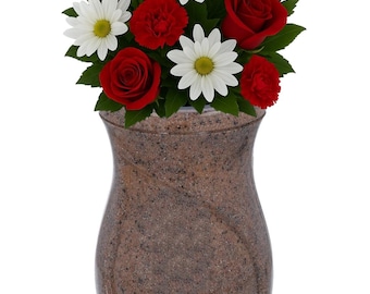 Personalized Memorial Vase – Brown Composite Grave Flower Vase