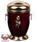 Beautiful Burgundy  Metal Cremation Urn for Ashes with Rose Adult Cremation Urn M71A 