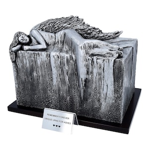 Unique artistic urn angel at rest cremate urn funeral urn for adult ashes urn for human ashes Gothic urn cremate monument funeral angel urn
