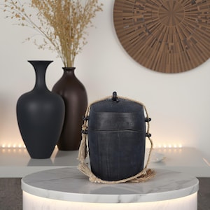Artistic remembrance urn Handmade ceramic urn for ashes Beautifully crafted urn Artistic cremation urn Black adult urn Stunning memorial urn