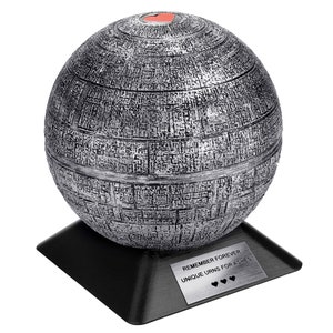 Star Adult Cremation Urn - Similar To Death Star, Custom Urn for Ashes for STAR WARS Lovers, Urn With Red Heart